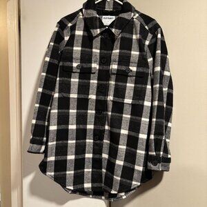 Old Navy Black Plaid Soft-Brushed Utility Shacket for Women SZ: M